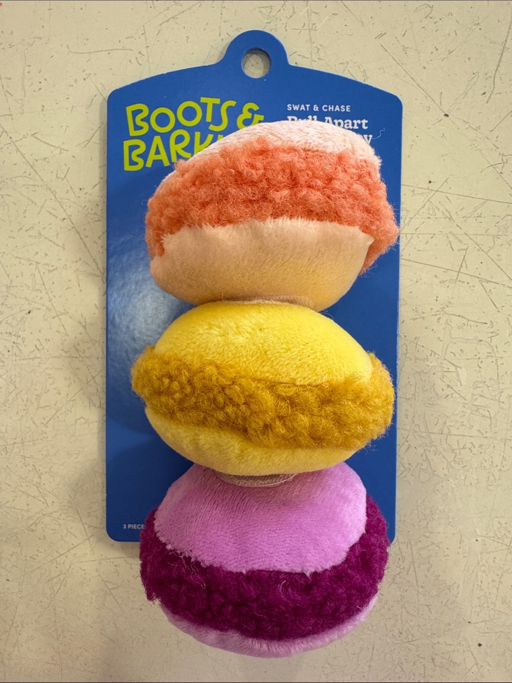 Boots & Barkley Plush Stackable Dog Toy Trio - Orange, Yellow, Pink